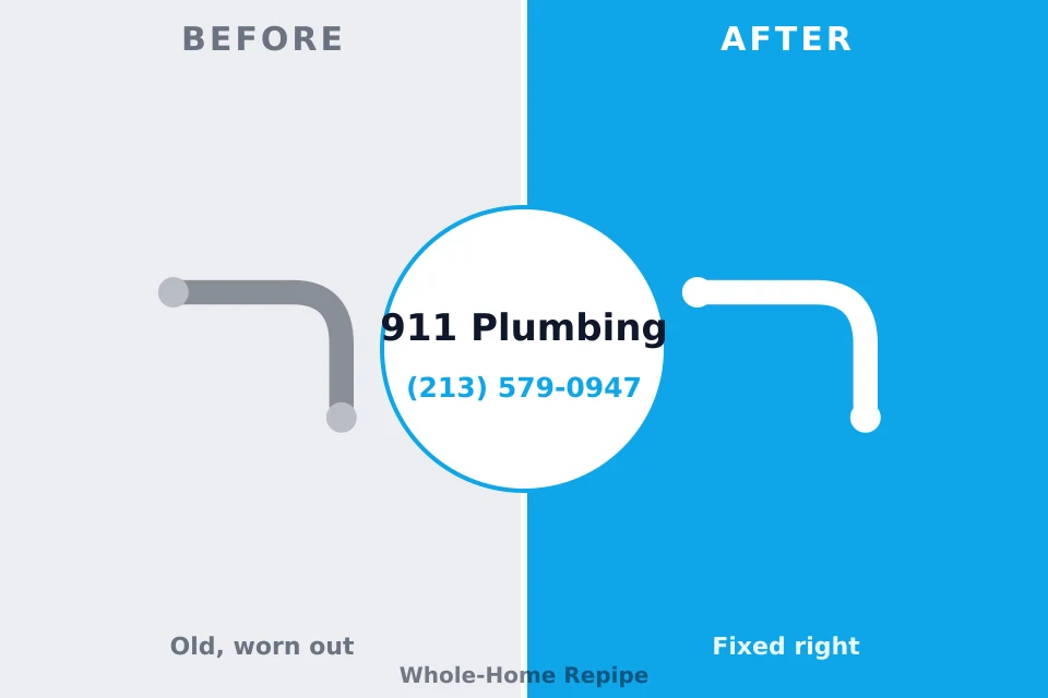 Before and after: plumbing repair Loop, PA